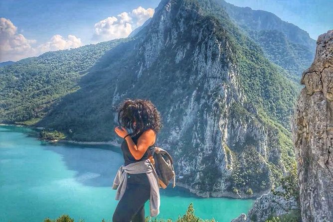 The turquoise reservoir under Gamti Mountain at Bovilla, north of Tirana